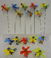 Yard Stake [Colorful Birds with Pinwheels]